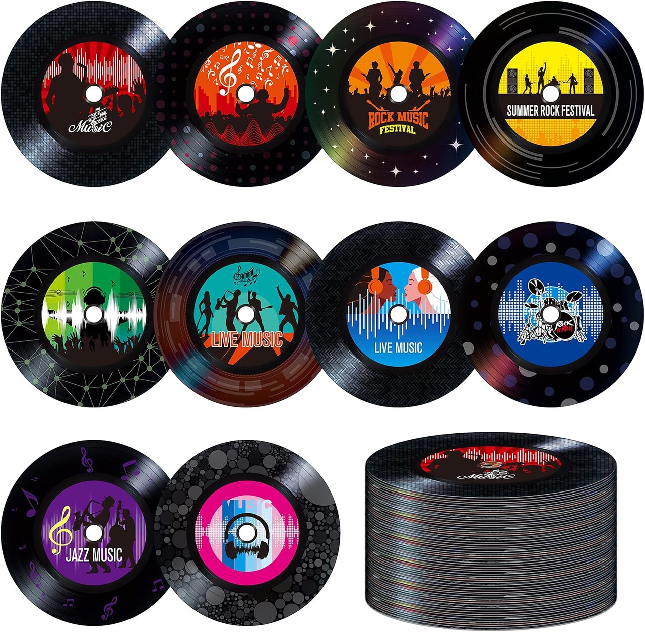 60 PCS Records Bulletin Board Cutouts (6” in Diameter)